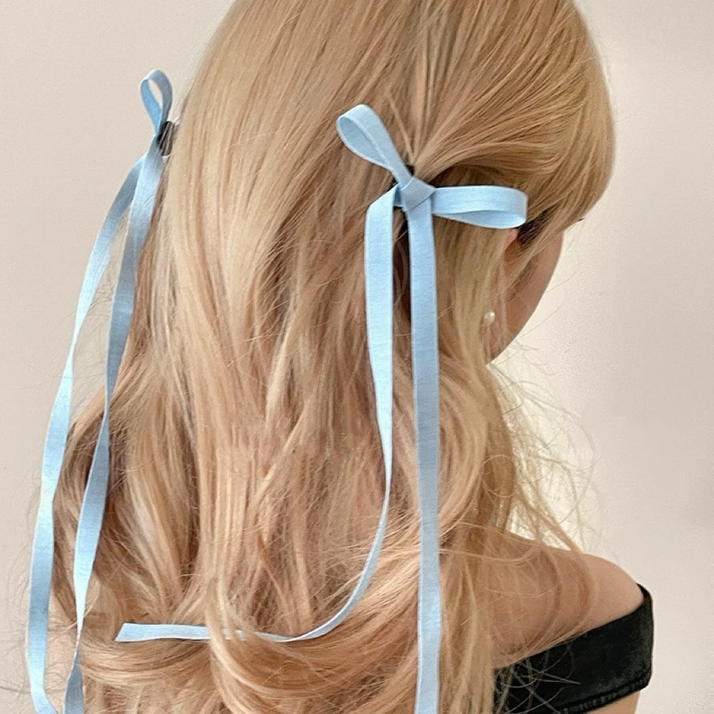 2pcs Long Tail Bow Hair Clip, Trendy Slim Long Bow Hair Clips For Girls Teens